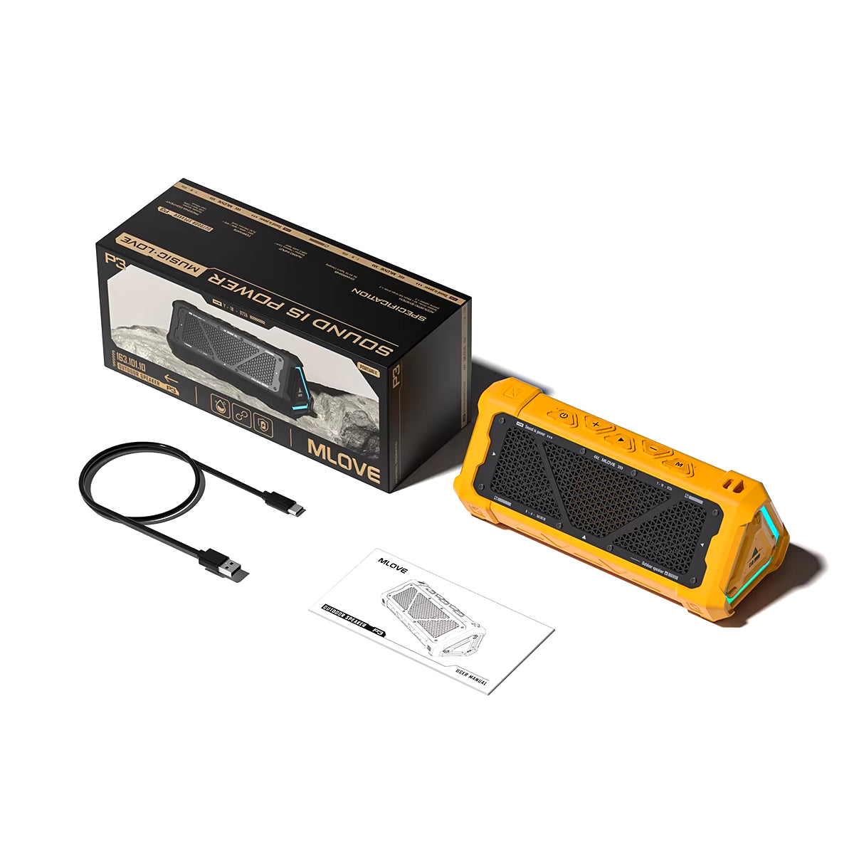 P3 Outdoor Bluetooth Speaker, 40W Output Power Bluetooth 5.3 Speaker ,Stereo Sound IPX7 Waterproof,Micro SD Card,Rgb Light