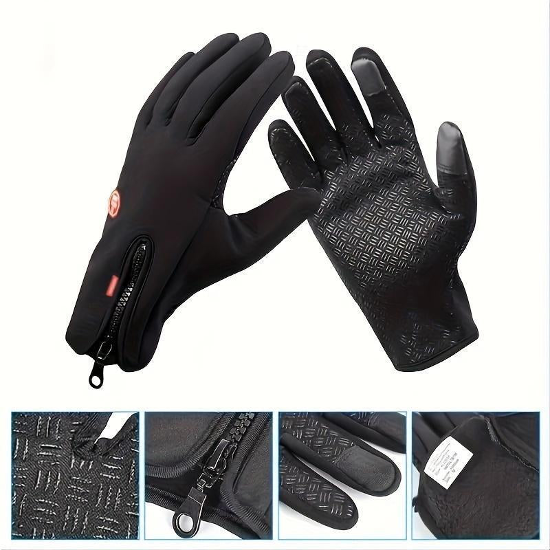 Outdoor Winter Gloves, Touchscreen and Windproof Full-Finger Gloves for Sports, Travel, and Daily Activities