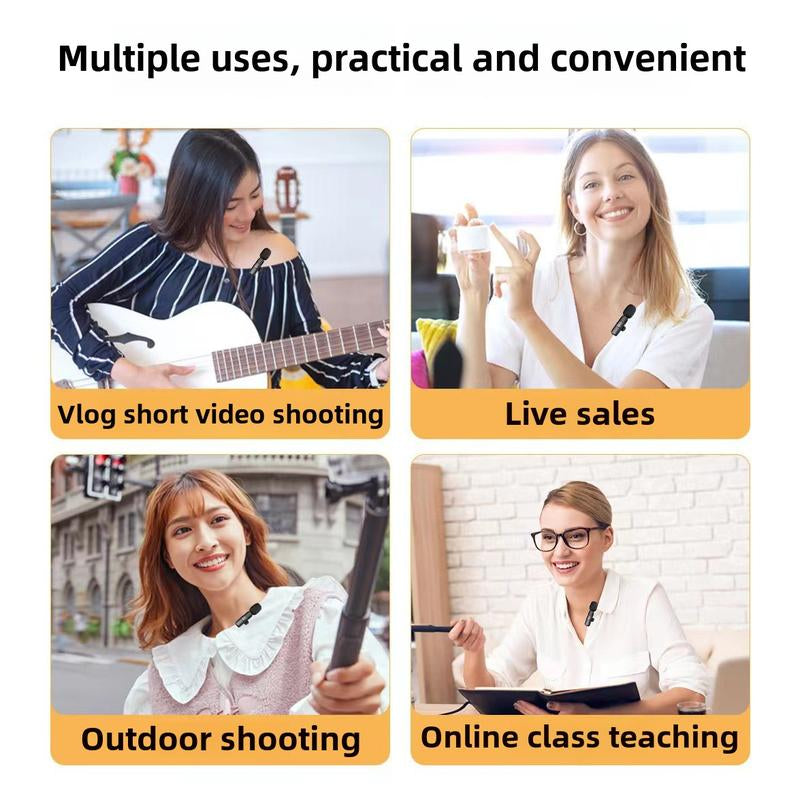 2 Pcs Wireless Lavalier Microphones for Iphone, Android, Ipad - Mini Wireless Clip-On Microphones Crystal Clear Sound Quality for Recording, Live Streaming,Vlog Audio Lightning Usb Port Smartphone Lapel Microphone